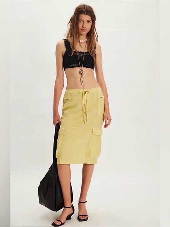 Free People Dresses & Skirts - Free People Evie Column Midi Rayon Nylon Blend Skirt NWT